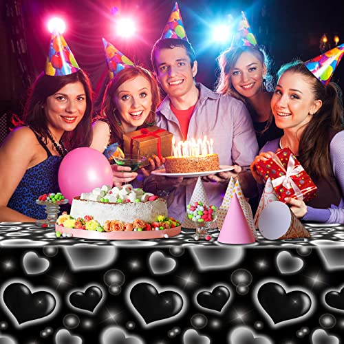Tudomro 3 Pack 2000s Tablecloth Decoration Cholo Party Table Cover Y2k Party Decoration Heart Plastic Disposable Table Decor for Birthday Christmas Valentines Supplies, 54 x 108 Inches(Black) - Image 5