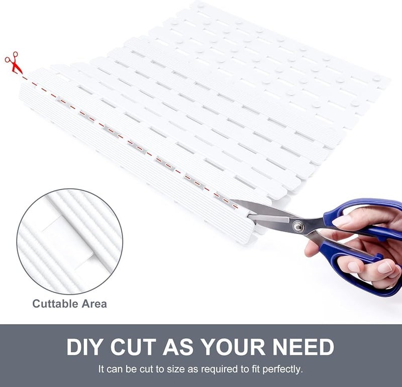 Non-Slip Bathtub Mat with Drain Holes - Bathtub Mat 70cm * 40cm - Practical and Easy to Clean - Cuttable and Adjustable - Anti-Bacterial - Non-Slip - 118 for Increased Stability (White) - Image 3