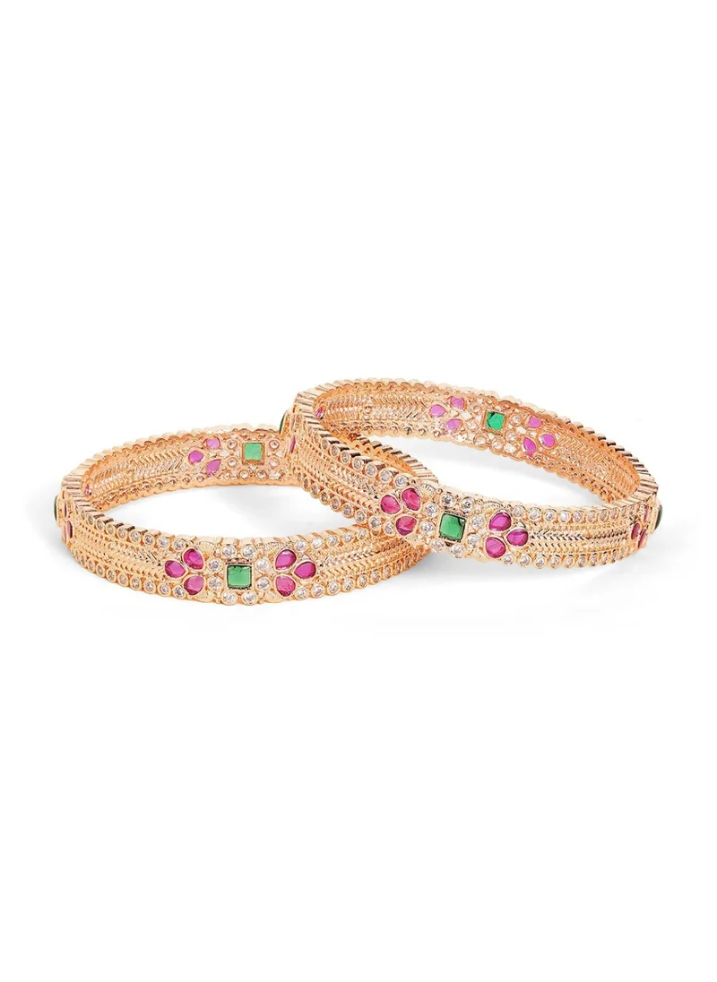 Priyaasi Set Of 2 Plated Stone-Studded Bangles