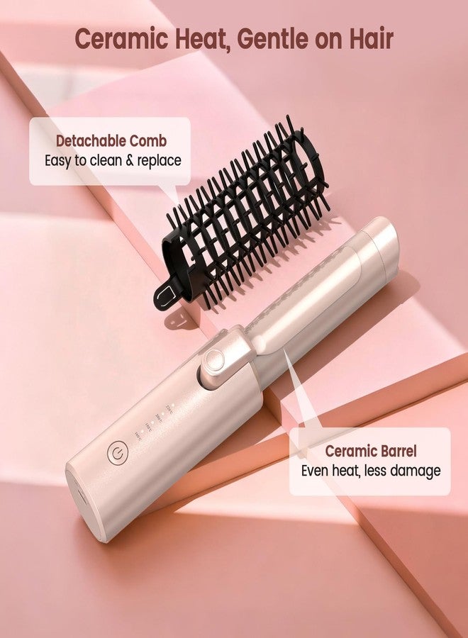 Youbella Cordless Hair Curling Iron Brush, Portable Travel Hair Curler, Mini 1.5″ Heated Round Brush, 3-in-1 USB Rechargeable Straightening Wand for Styling & Smoothing, 200 Million Ionic Care, Pink - Image 5