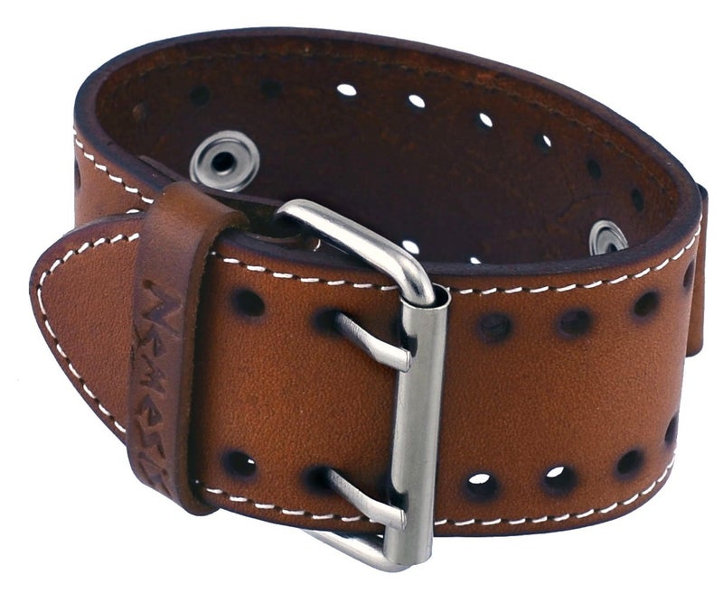 Nemesis STH-B 22 Lug Width Brown Wide Leather Cuff Wrist Watch Band - Image 2