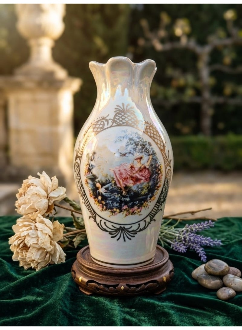 Classic Vintage French Romantic Porcelain Vase 30cm - Image 1