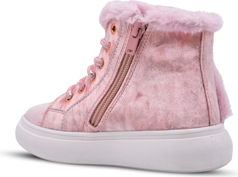Kids A More Heira Unicorn Patterned Plush Furry Baby Girl Boots Pink - Image 4