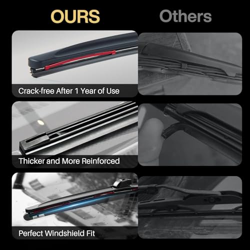 DOG TAIL Neoprene Dual-Steel Frame Wiper Blades 26"+16" with Multiple Adapters, Automotive Replacement Vehicle Front Windshield Wiper Blades Set for My Car Truck Vehicle AdaptBeam - Image 5