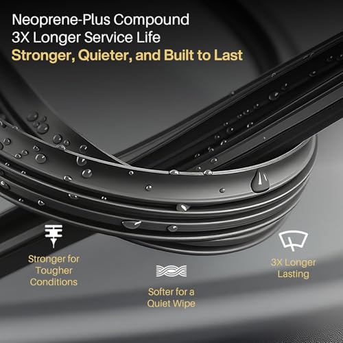 DOG TAIL Neoprene Dual-Steel Frame Wiper Blades 26"+16" with Multiple Adapters, Automotive Replacement Vehicle Front Windshield Wiper Blades Set for My Car Truck Vehicle AdaptBeam - Image 3