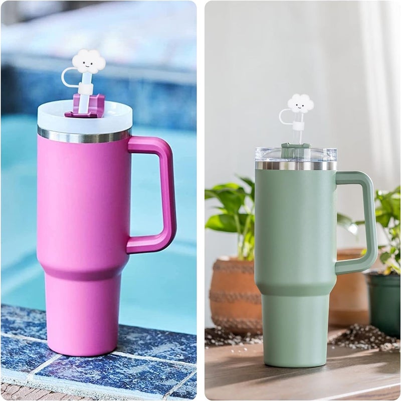 Compatible with Stanley 30&40 Oz Tumbler, 10mm Cloud Shape Cover, Cute Silicone Cloud Straw Covers, Straw Protectors, Soft Silicone for 10mm Straws (6, Multicolor Cloud) - Image 5