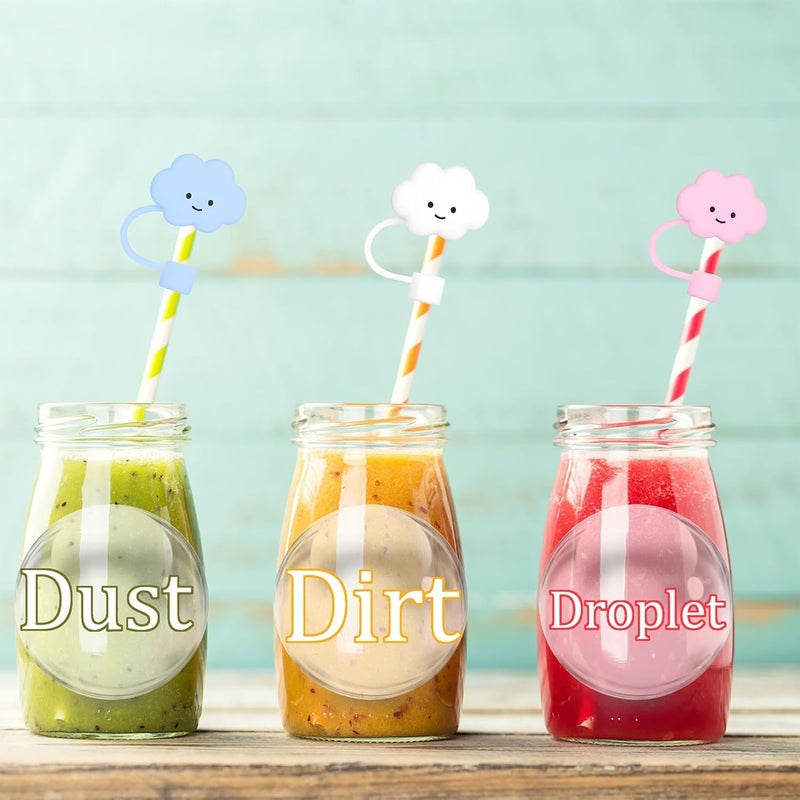 Compatible with Stanley 30&40 Oz Tumbler, 10mm Cloud Shape Cover, Cute Silicone Cloud Straw Covers, Straw Protectors, Soft Silicone for 10mm Straws (6, Multicolor Cloud) - Image 3