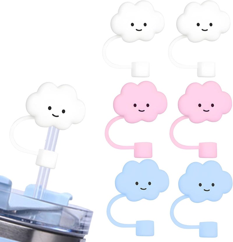 Compatible with Stanley 30&40 Oz Tumbler, 10mm Cloud Shape Cover, Cute Silicone Cloud Straw Covers, Straw Protectors, Soft Silicone for 10mm Straws (6, Multicolor Cloud) - Image 1