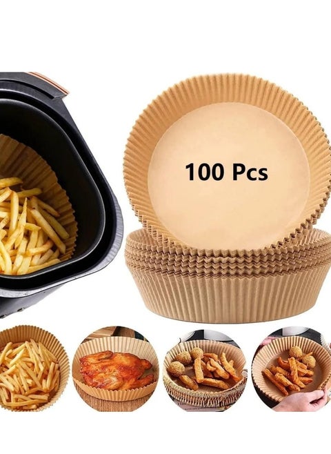 100 Piece Air Fryer Disposable Paper Liner Non-stick Air Fryer Paper Liners, Oil-proof Parchment Paper liners Disposable Air Fryer Liner, Food Pad Paper for Baking Microwave Roasting