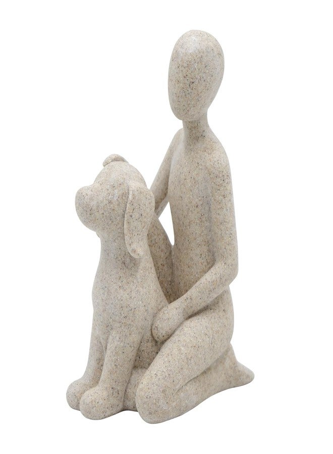 Neeenn Dog Sculpture Home Decor, Sandstone Man and Dog Statue Figurine, Interactive Pet Memorial Gifts for Dog Lovers, Minimalist Puppy & Owner Decorative Arts for Shelf, Living Room, Office - Image 1