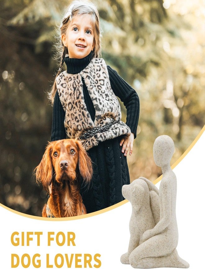Neeenn Dog Sculpture Home Decor, Sandstone Man and Dog Statue Figurine, Interactive Pet Memorial Gifts for Dog Lovers, Minimalist Puppy & Owner Decorative Arts for Shelf, Living Room, Office - Image 3