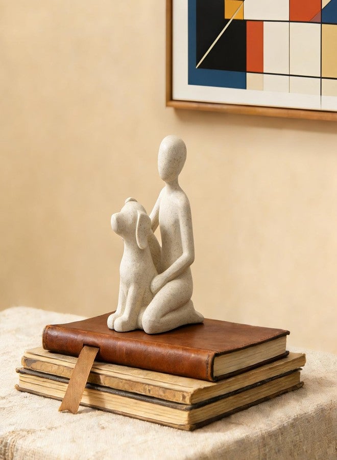 Neeenn Dog Sculpture Home Decor, Sandstone Man and Dog Statue Figurine, Interactive Pet Memorial Gifts for Dog Lovers, Minimalist Puppy & Owner Decorative Arts for Shelf, Living Room, Office - Image 5