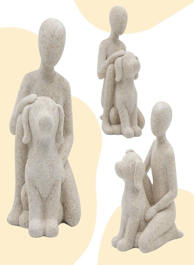Neeenn Dog Sculpture Home Decor, Sandstone Man and Dog Statue Figurine, Interactive Pet Memorial Gifts for Dog Lovers, Minimalist Puppy & Owner Decorative Arts for Shelf, Living Room, Office - Image 4