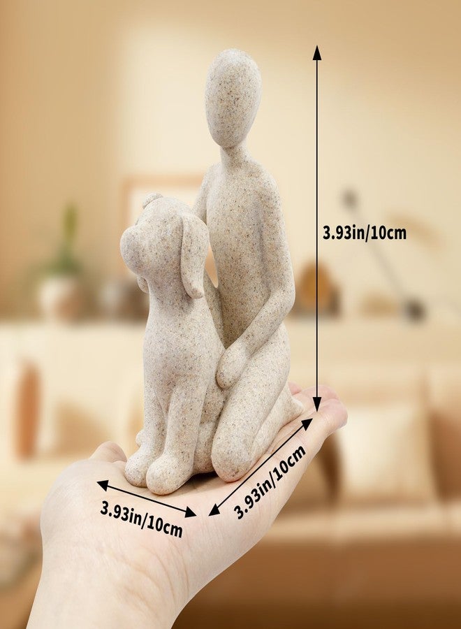 Neeenn Dog Sculpture Home Decor, Sandstone Man and Dog Statue Figurine, Interactive Pet Memorial Gifts for Dog Lovers, Minimalist Puppy & Owner Decorative Arts for Shelf, Living Room, Office - Image 2