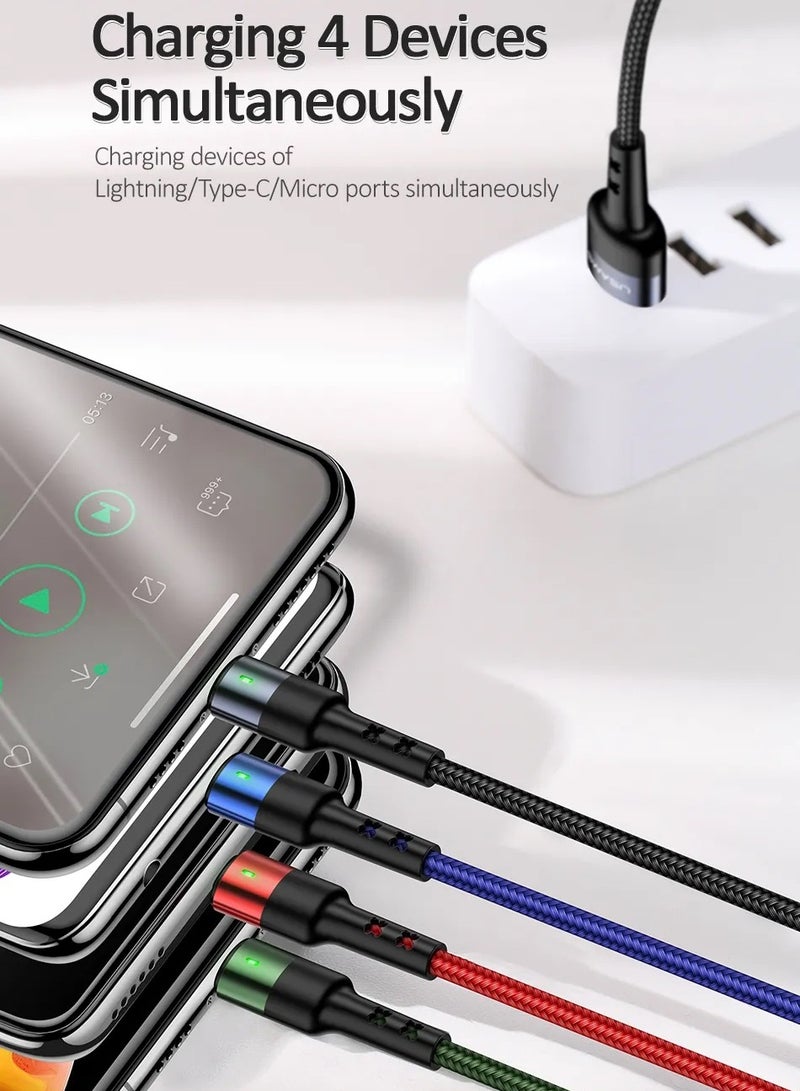 Usams 2Pack 4-in-1 USB Multi Charging Cable Nylon Braided 1.2-meter USB Connector for iPhone /Type C/Micro - Image 5