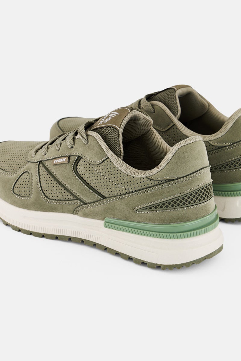RBX Women Brand Logo Lace Up Running Shoes, Olive  - Image 2