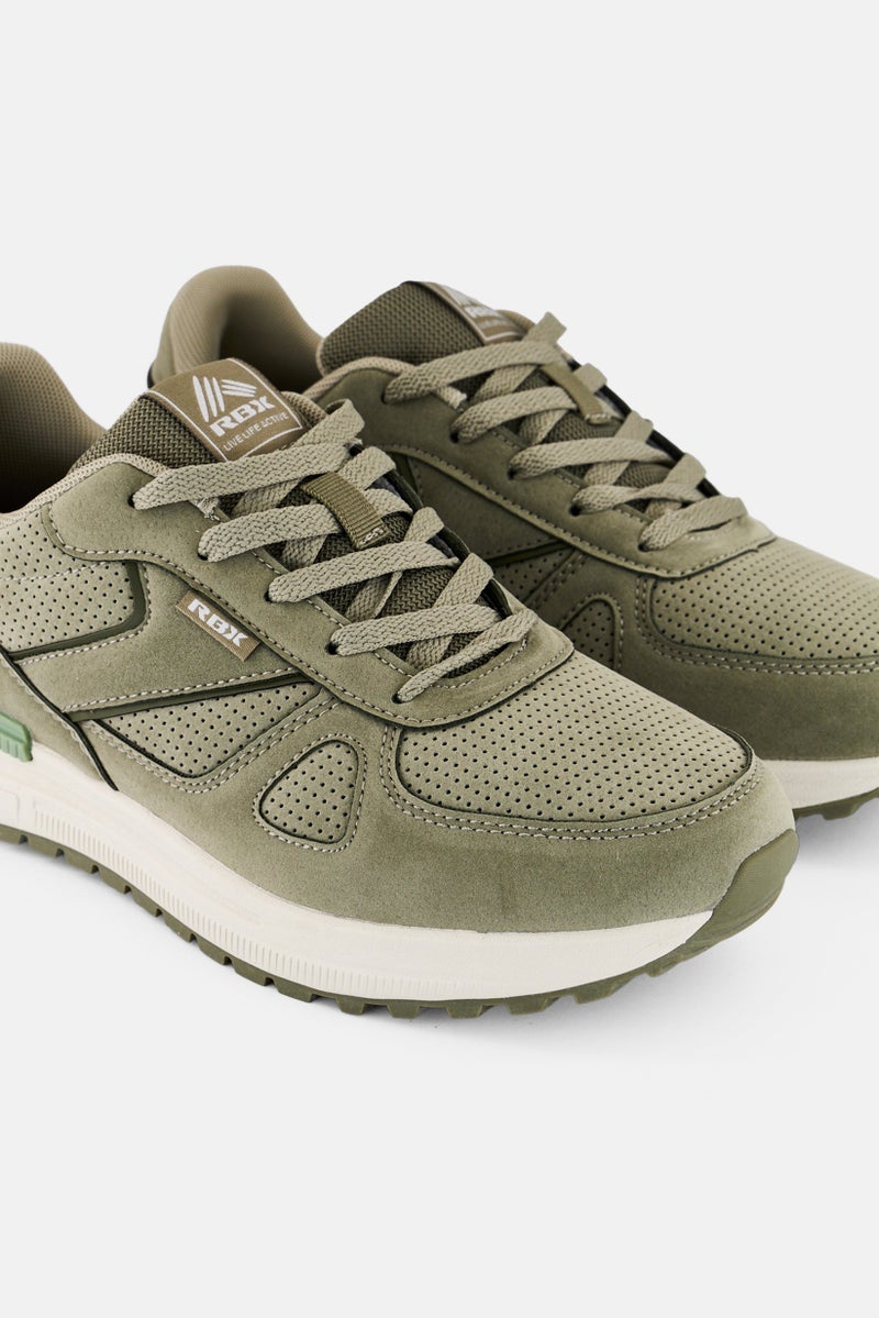 RBX Women Brand Logo Lace Up Running Shoes, Olive  - Image 3