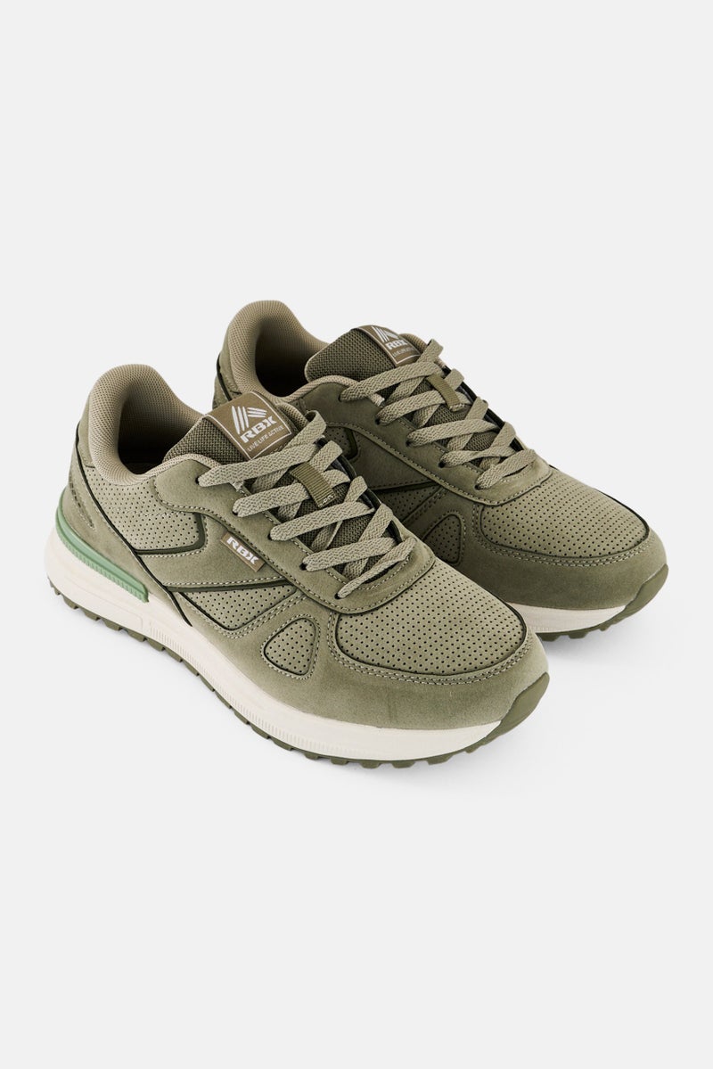 RBX Women Brand Logo Lace Up Running Shoes, Olive  - Image 1