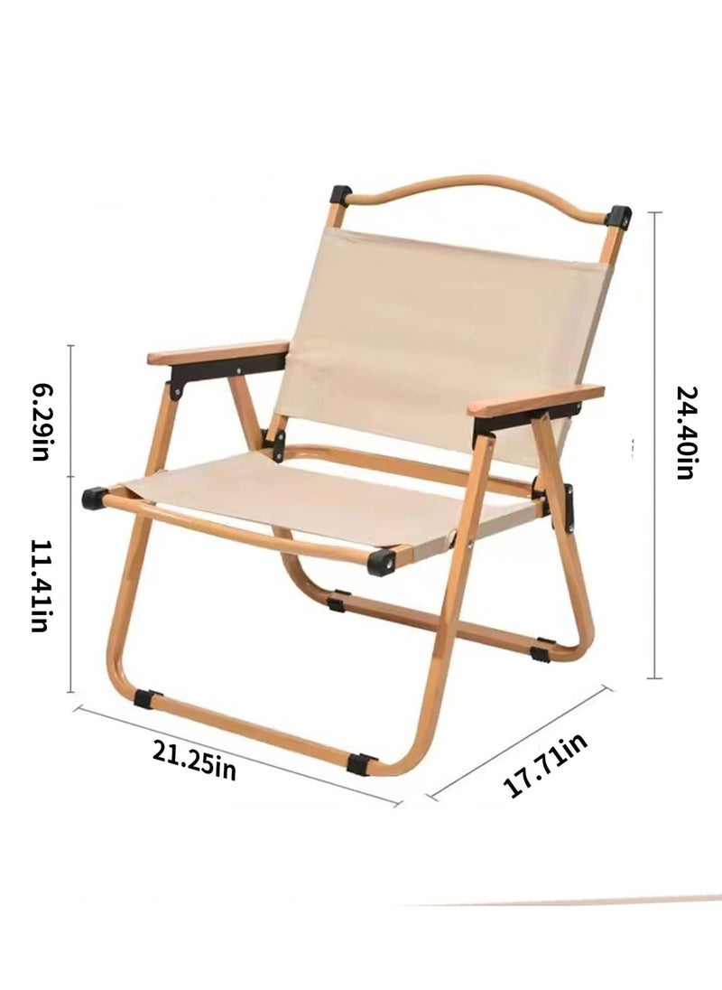 Bonita - Folding Camping Chair Light Weight Compact Beach Chair Wood Armset Metal Frame Travel Chair And Portable Outdoor Easy To Fold And Carry Picnic Chair - Image 1