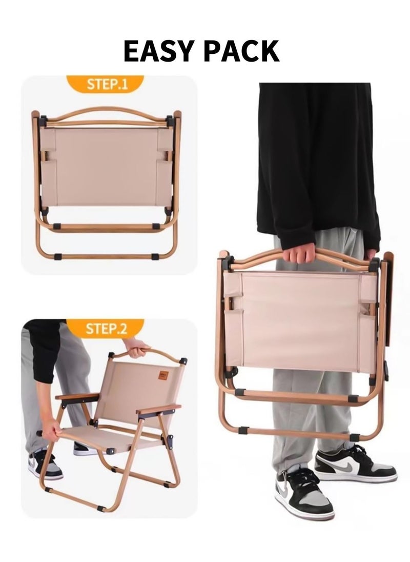Bonita - Folding Camping Chair Light Weight Compact Beach Chair Wood Armset Metal Frame Travel Chair And Portable Outdoor Easy To Fold And Carry Picnic Chair - Image 1