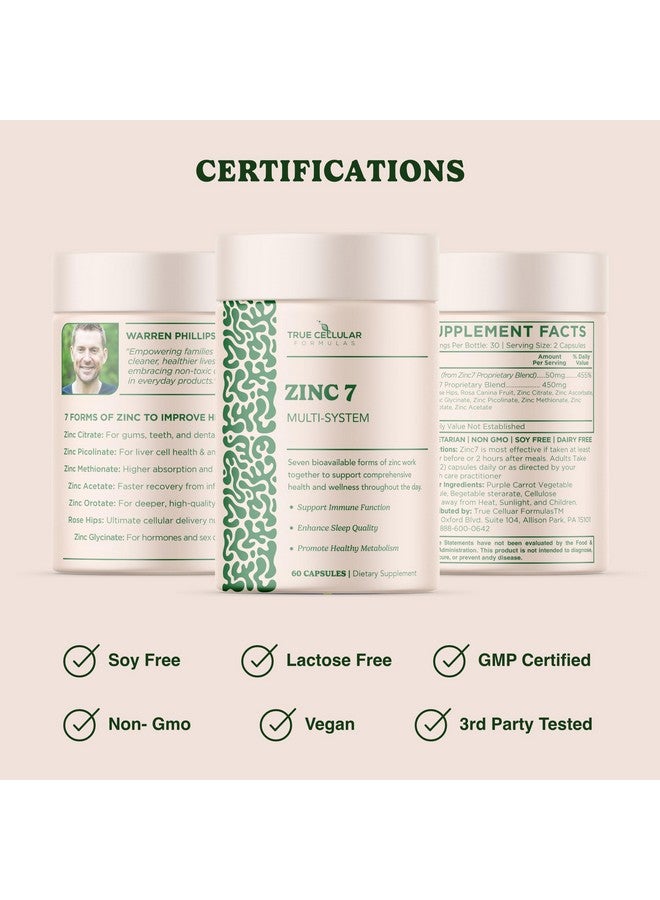 Zinc7 Daily Immune Support (50mg): Triple Action Zinc Complex for Deep Sleep, Mental Clarity & Strong Immunity | Natural Energy, Hormone & Metabolism Support | 60 Vegan Capsules - Image 2