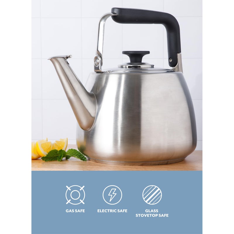 Sur La Table Kitchen Essentials 2 Qt Heavy Gauge Brushed Stainless Steel Whistling Tea Kettle â€“ Durable Stovetop Kettle - Image 5