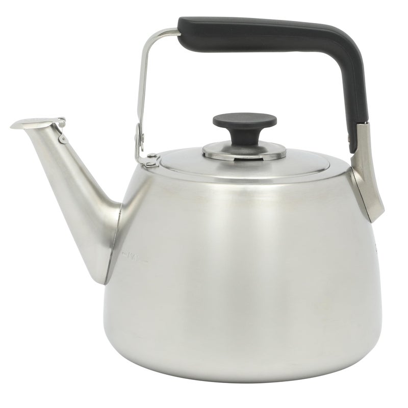 Sur La Table Kitchen Essentials 2 Qt Heavy Gauge Brushed Stainless Steel Whistling Tea Kettle â€“ Durable Stovetop Kettle - Image 1