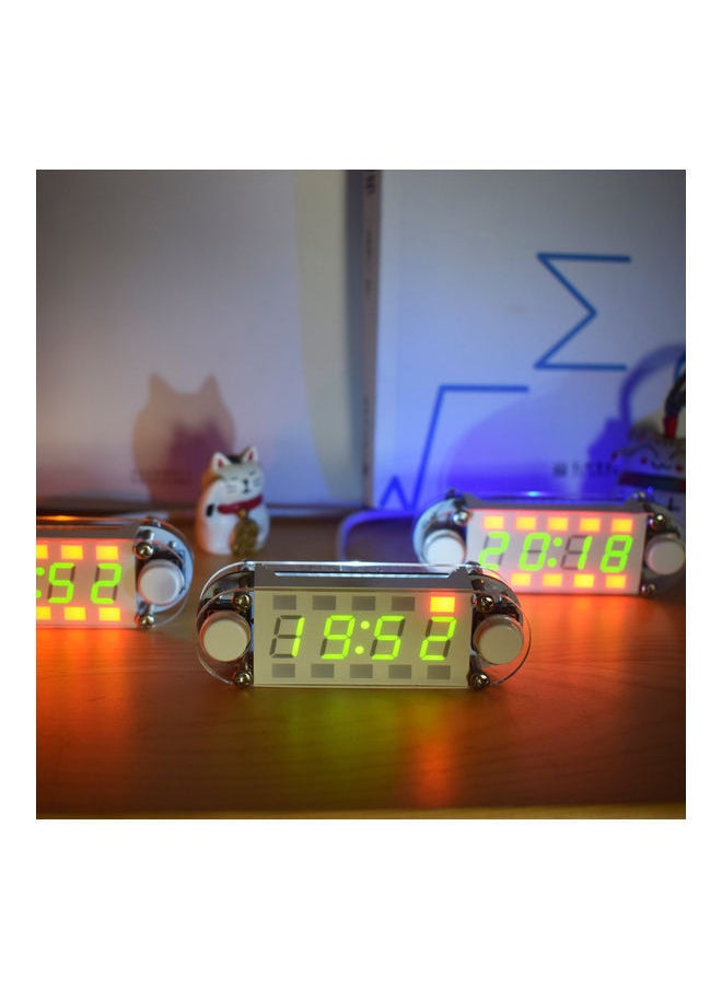 NIBEMINENT - 4-Digit Digital Clock DIY Kit LED Mixed Color Nixie Tube Table Desk USB-Powered with Countdown Timer Stopwatch Alarm Light for STEM Students Beginner White - Image 1