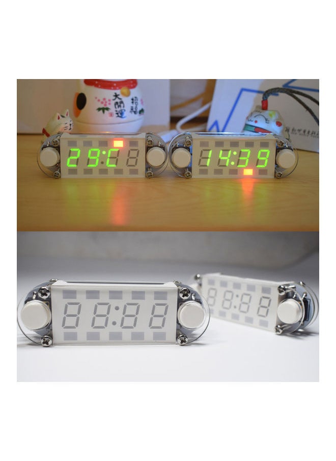 NIBEMINENT - 4-Digit Digital Clock DIY Kit LED Mixed Color Nixie Tube Table Desk USB-Powered with Countdown Timer Stopwatch Alarm Light for STEM Students Beginner White - Image 1