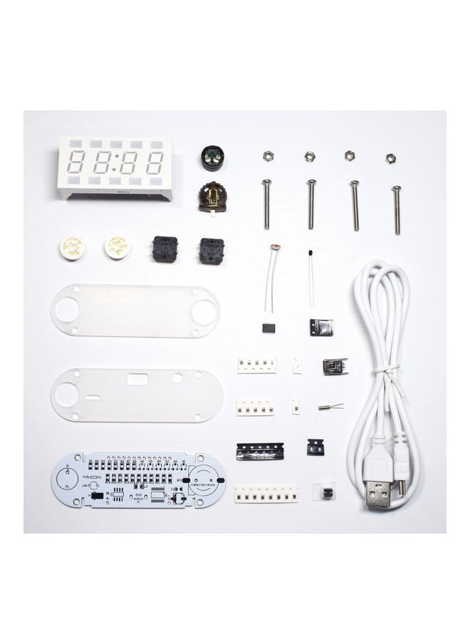 NIBEMINENT - 4-Digit Digital Clock DIY Kit LED Mixed Color Nixie Tube Table Desk USB-Powered with Countdown Timer Stopwatch Alarm Light for STEM Students Beginner White - Image 1