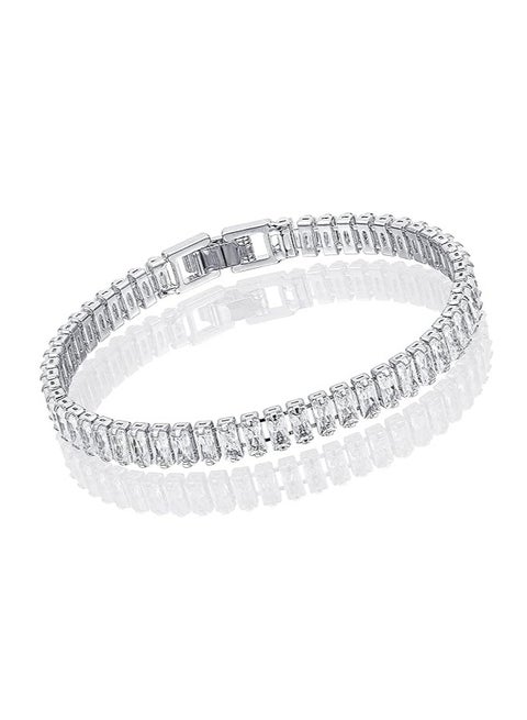 Classic 18K White Gold Plated Cubic Zirconia Tennis Bracelet 7 Inch