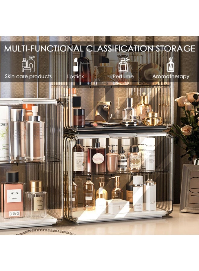 Makeup organizer, transparent perfume cabinet, can store cosmetics, skin care products, lipstick, perfume or decorations，Suitable for Dressing Tables, Bathrooms and Office Desks. (Transparent White) - Image 3