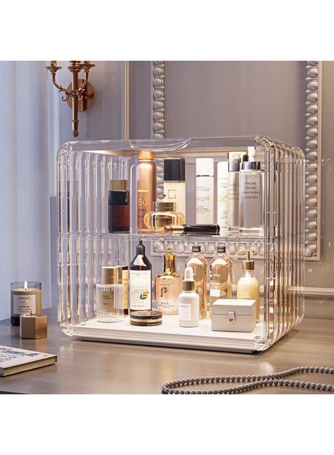 Makeup organizer, transparent perfume cabinet, can store cosmetics, skin care products, lipstick, perfume or decorations，Suitable for Dressing Tables, Bathrooms and Office Desks. (Transparent White) - Image 5