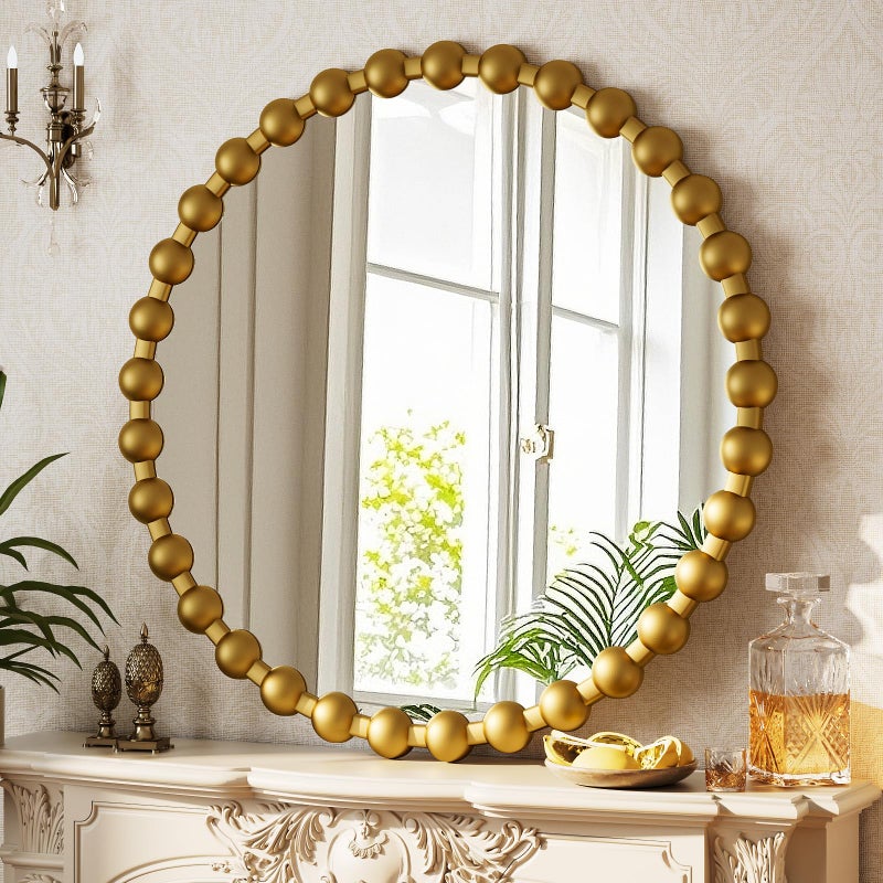 Easly Round Mirror for Wall, 28 Inch Gold Beaded Frame Decorative Vanity Mirror, Circle Bathroom Mirror with High-Definition Lense, Modern Wall Decor for Bathroom, Living Room, Bedroom, Entryway - Image 3