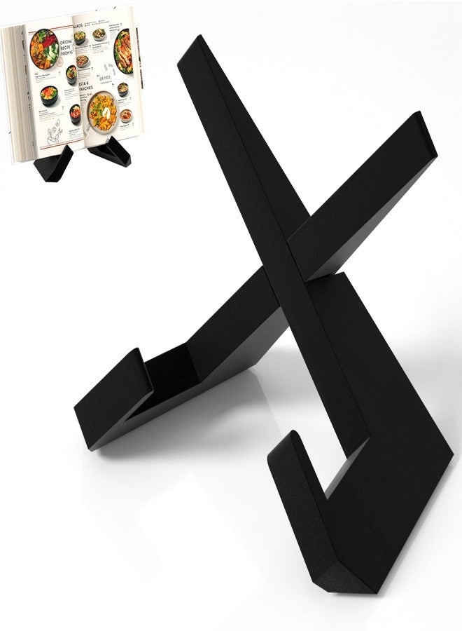 Webtrylics Webtrlics Cookbook Stand, Cookbook Holder for Kitchen,Black Recipe Book Holder for Counter,Wooden Plate Holder Display Stand for Tabletop (Black) - Image 1