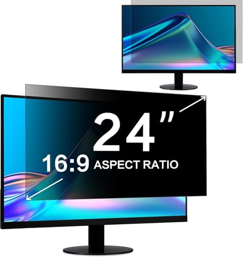 ZOEGAA 24 Inch Computer Privacy Screen Filter, for 16:9 Widescreen Computer Monitor 20.9"x11.8", Removable Computer Screen Privacy Shield and Anti Blue Light Anti Glare Screen Protector - Image 5