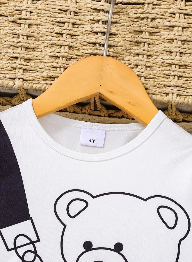 Take Two Take Two Boys Bear Graphic T-shirt and Checked Pants Set