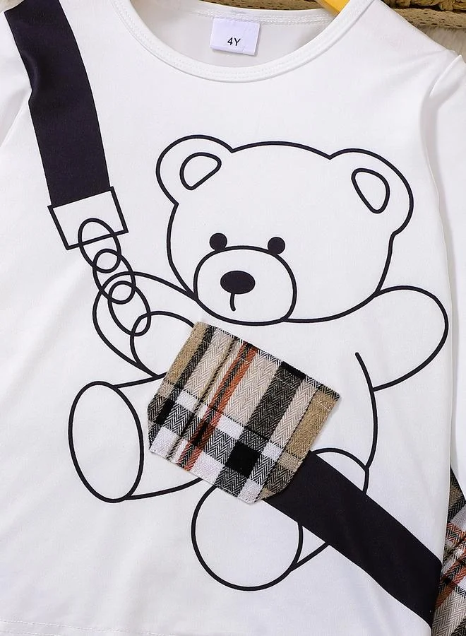 Take Two Take Two Boys Bear Graphic T-shirt and Checked Pants Set