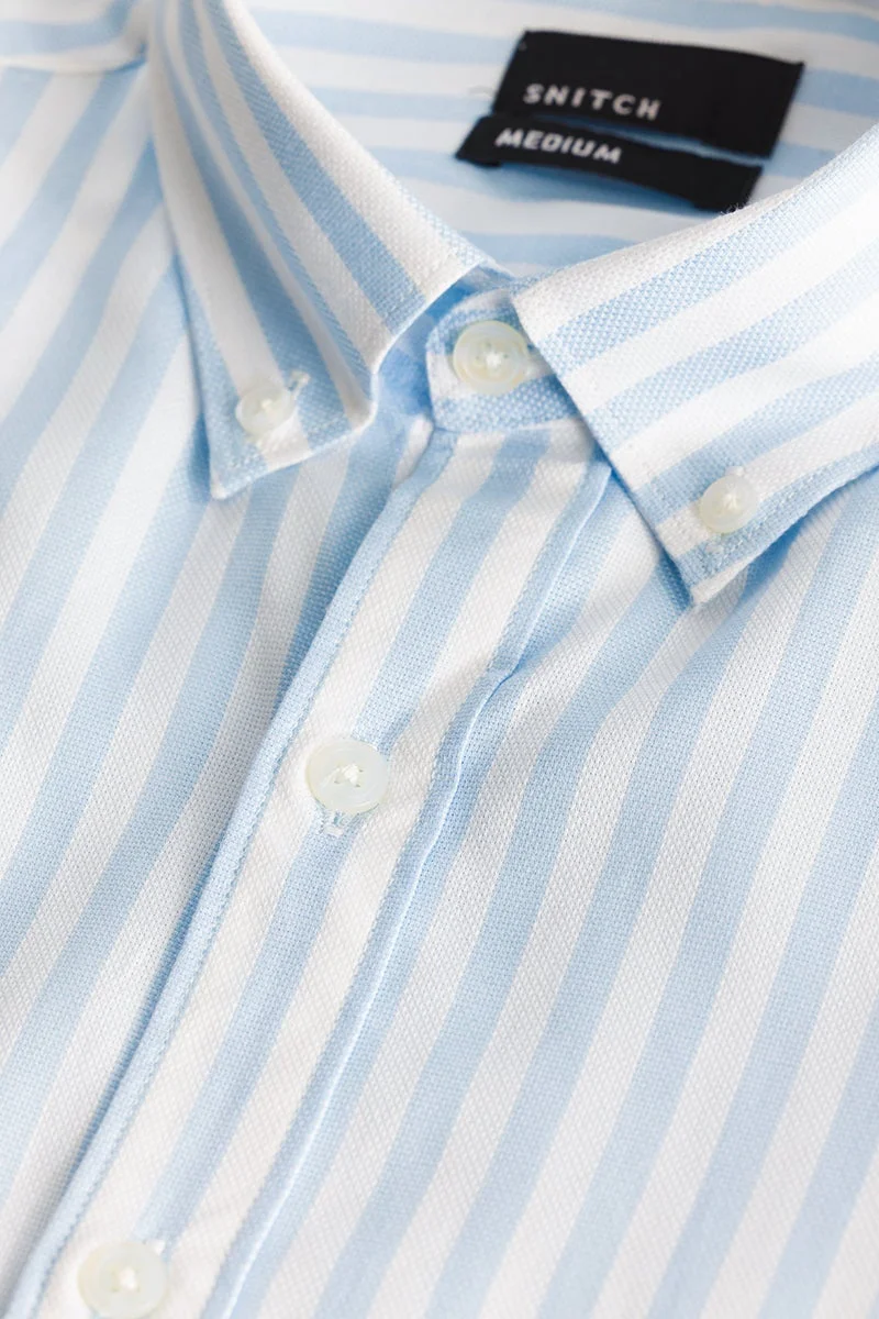 سنيتش Blue Twill Stripes Shirt