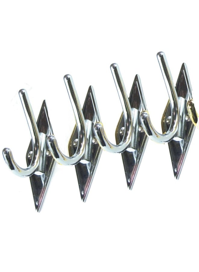 ROBUSTLINE Multipurpose Wall Mounted Hat And Coat Hooks With Diamond Plate For Clothes Coats Hats Belts Towels Ch-129 4 Chrome Plated