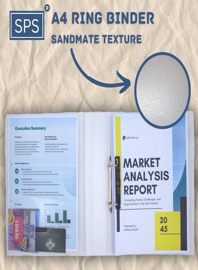 اس بي اس ملف SPS بحجم A4 ذو حلقات ثنائية الأبعاد، ملف مكتبي للشهادات والمستندات، غير لامع - عبوة من 4 قطع - Image 3