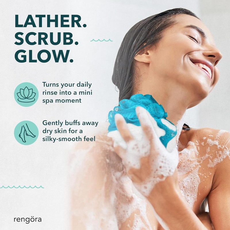rengöra Blue Loofah Sponge for Men Women Set of 2 XL Loofah 90g Blue Mesh Sponge Poufs Shower Loofah Bath Sponges for Shower Body Loofah Lufa Ideal Exfoliating Loofahs for All Skin Types by rengra - Image 4