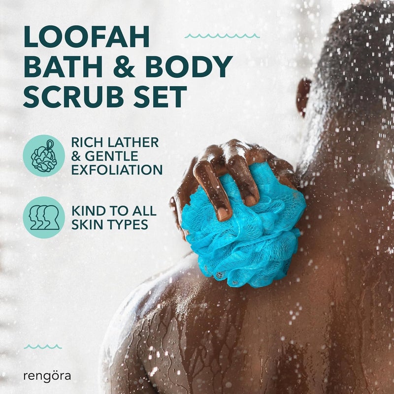 rengöra Blue Loofah Sponge for Men Women Set of 2 XL Loofah 90g Blue Mesh Sponge Poufs Shower Loofah Bath Sponges for Shower Body Loofah Lufa Ideal Exfoliating Loofahs for All Skin Types by rengra - Image 2