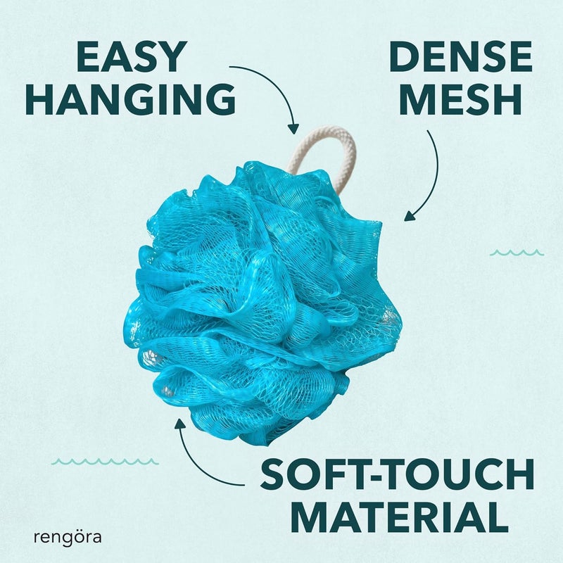 rengöra Blue Loofah Sponge for Men Women Set of 2 XL Loofah 90g Blue Mesh Sponge Poufs Shower Loofah Bath Sponges for Shower Body Loofah Lufa Ideal Exfoliating Loofahs for All Skin Types by rengra - Image 5