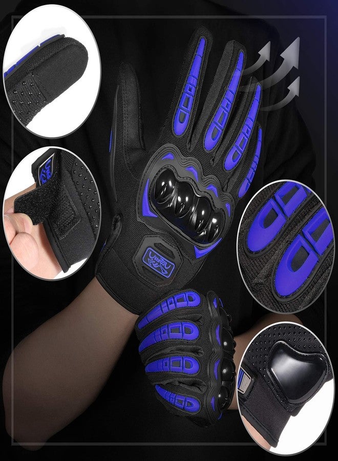 COFIT Motorcycle Gloves Breathable, Touchscreen Motorbike Gloves Anti-slip with Good Grip Hard Knuckles Protection for Men Women Motocross, BMX ATV MTB Cycling, Road Racing - Blue L - Image 2