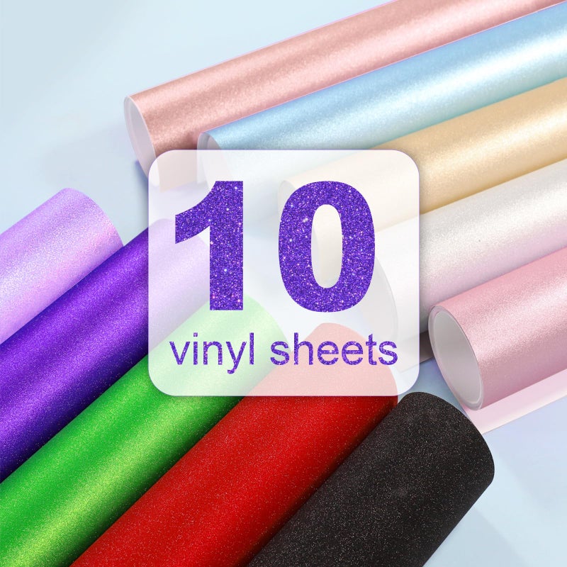TECKWRAP Shimmer Vinyl Glitter Adhesive Sheets for Craft Cutter 12" x 12" 10 Sheets/Pack - Image 3