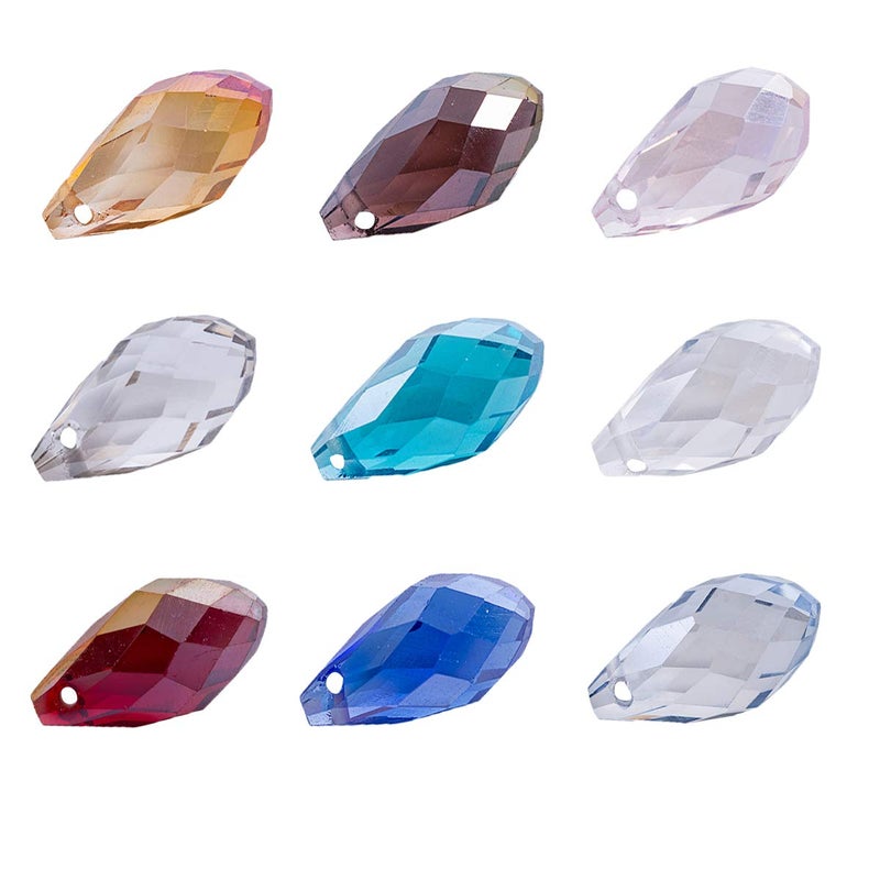 Lot 90pcs Glass Teardrop Beads LONGWIN 8x18 Crystal Oval Shaped Beads Jewelry Making Supply for DIY Projects Bracelets Necklaces Earrings