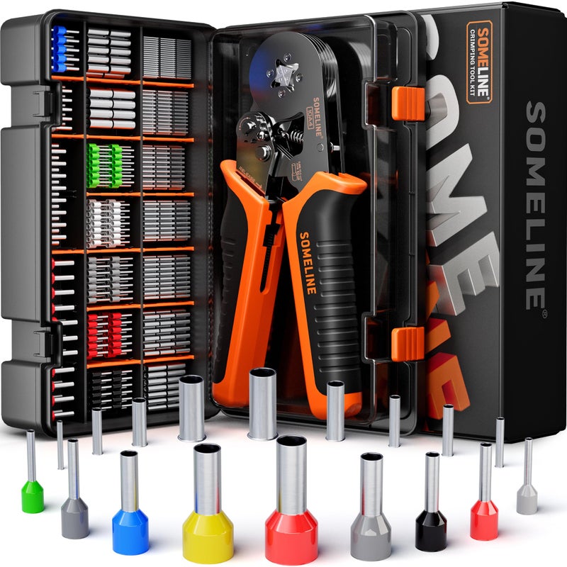 SOMELINE Ferrule Crimping Tool Kit SelfAdjusting Pliers for Wire Ferrules AWG 248 With 18 Sizes Insulated and Noninsulated Wire Ferrules Terminals Square Crimp Connector Assortment Kit - Image 2