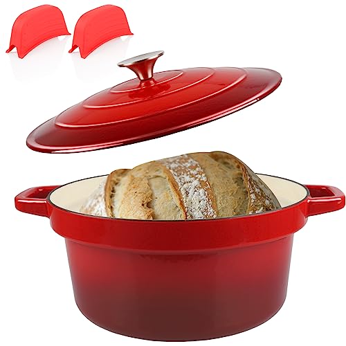 CUKOR 7QT Dutch Oven Pot With Lid, Ceramic Dutch Ovens for Sourdough Bread Baking, Enameled Cast Iron Bread Cooking Pot, Non-Stick, Oven Safe (10 Pcs Bread Paper Liners) - Image 1