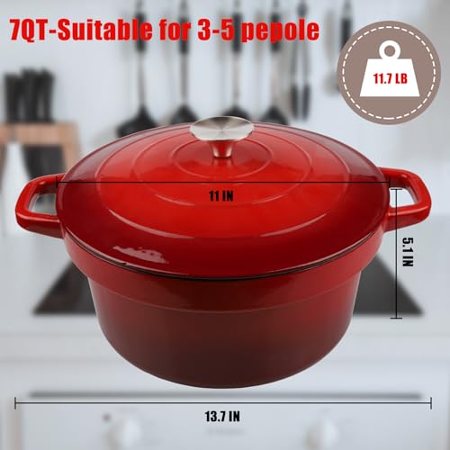 CUKOR 7QT Dutch Oven Pot With Lid, Ceramic Dutch Ovens for Sourdough Bread Baking, Enameled Cast Iron Bread Cooking Pot, Non-Stick, Oven Safe (10 Pcs Bread Paper Liners) - Image 4